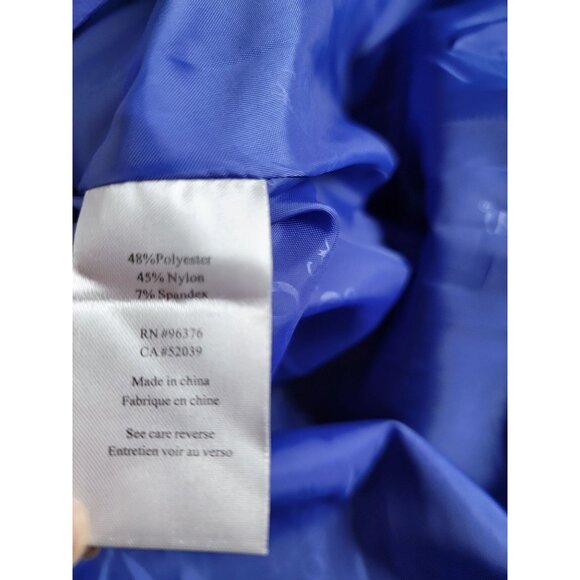 Samuel Dong Womens Ruffle Trim Pleated Trench Coat Cobalt Large New - Picture 5 of 9